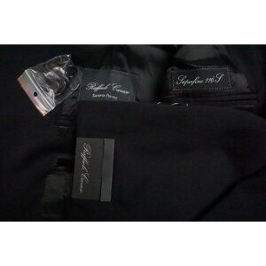 Raffaele Caruso Black  S110s Wool 2 Pc Suit Jacket Pants Sz 44R NEW